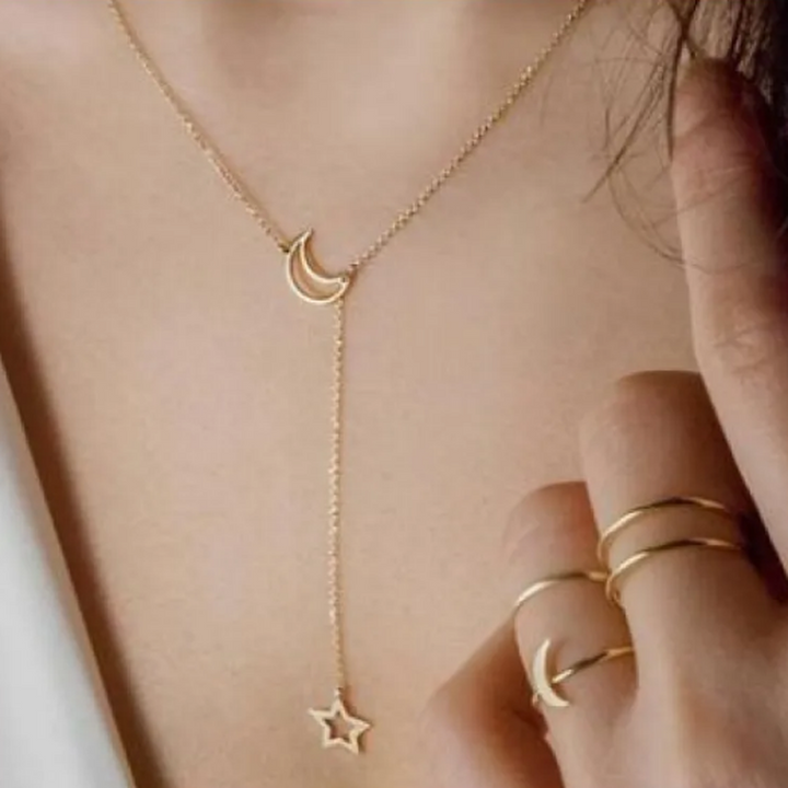 Short Necklace Moon Star