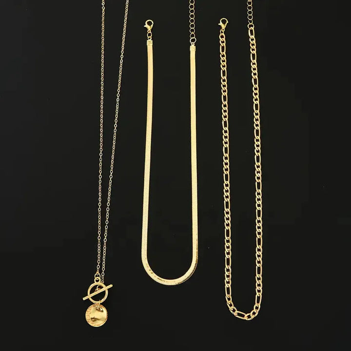 Multi-layered necklace with coins and texture