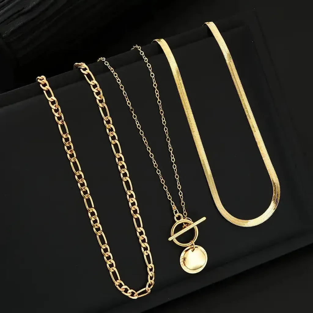 Multi-layered necklace with coins and texture