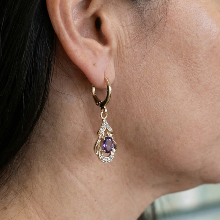 Moonlight Amethyst Drop Earrings | Rose Gold