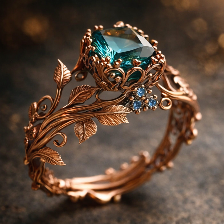 Nature Ring with Green Crystal