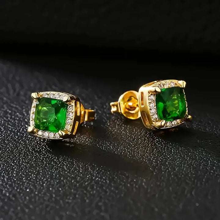 Earrings "Karina" with Emerald Green Stone