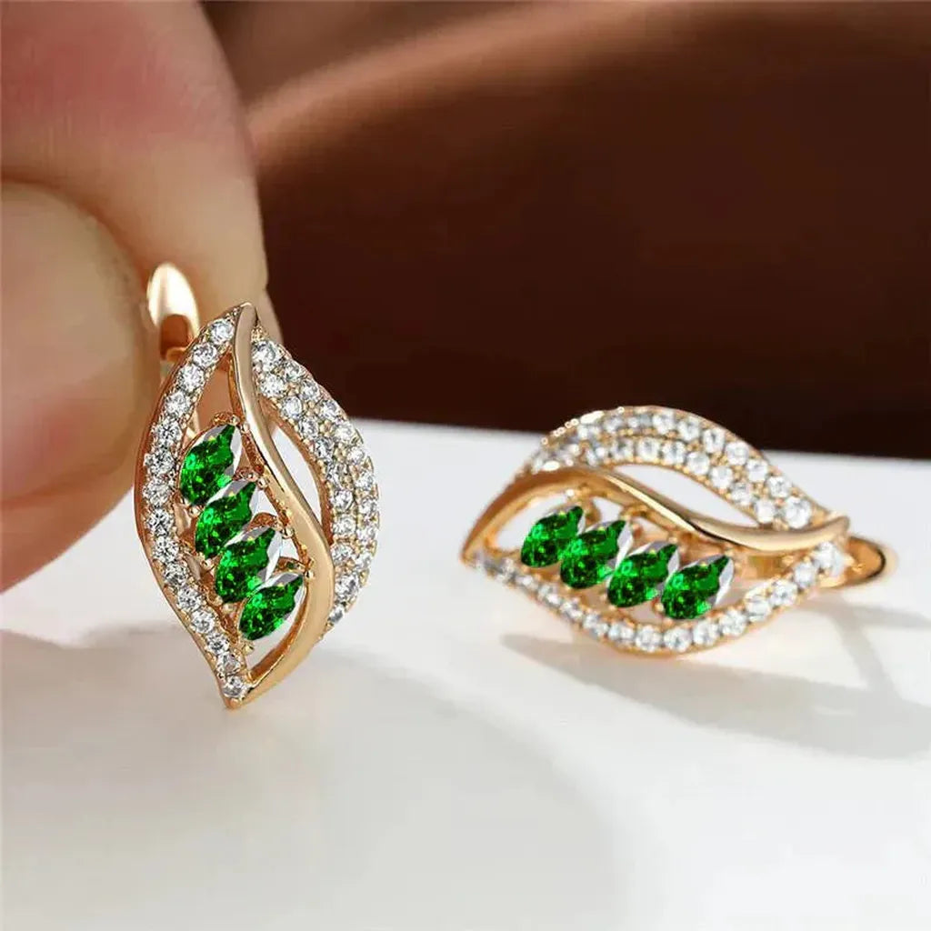 Katarina Leaf Earrings Emerald