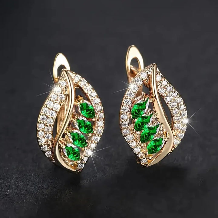 Katarina Leaf Earrings Emerald