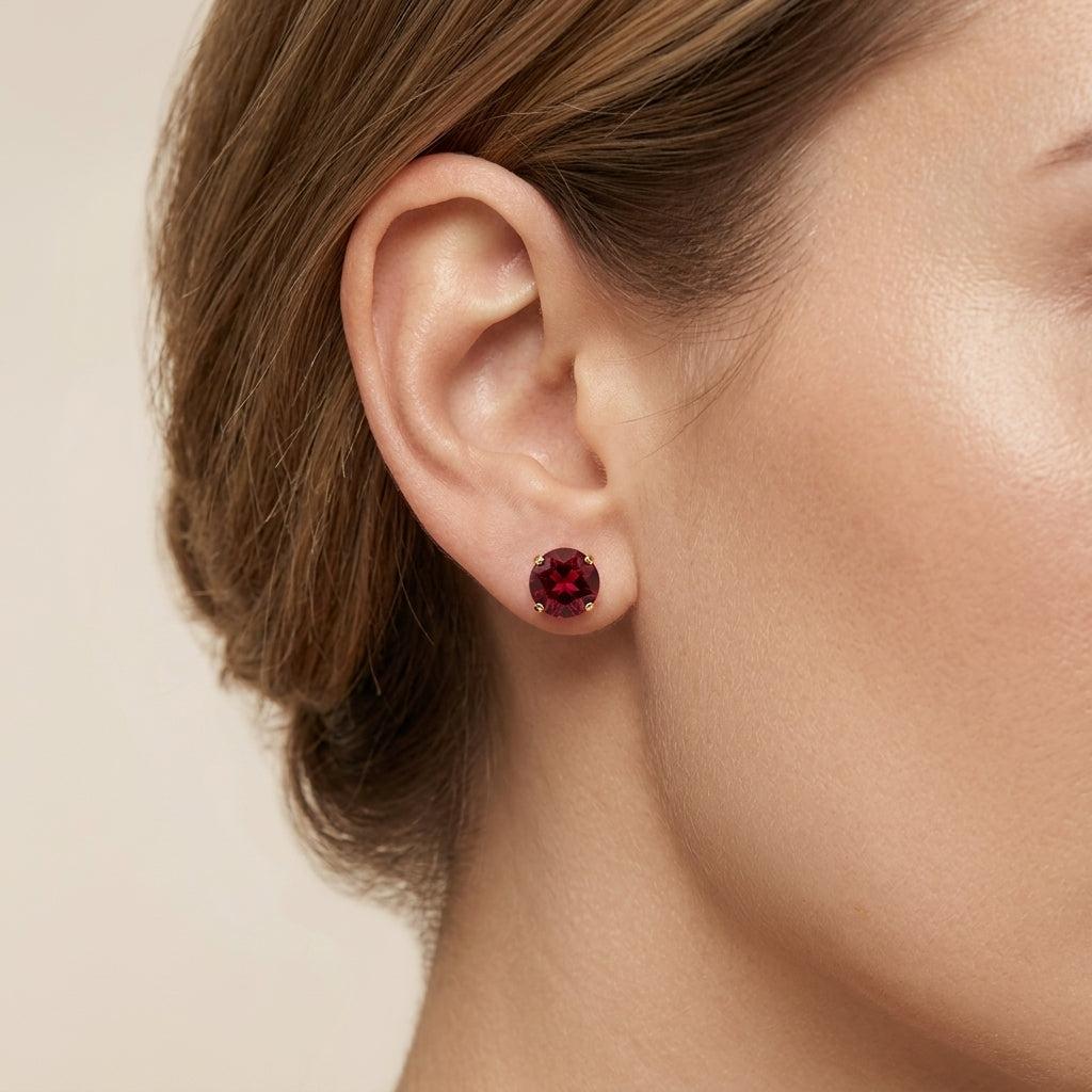 Ruby Round Earrings | Gold