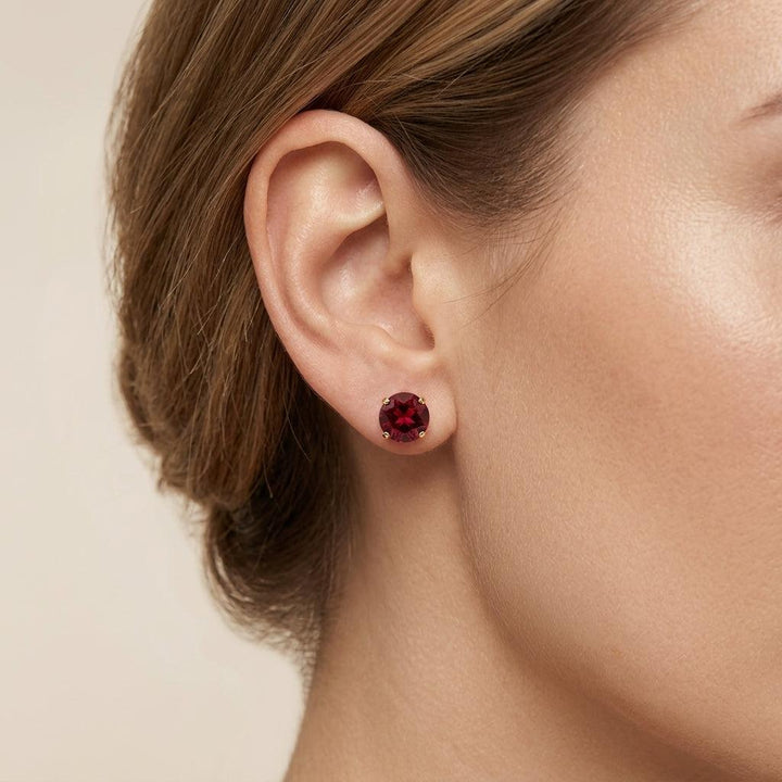 Ruby Round Earrings | Gold