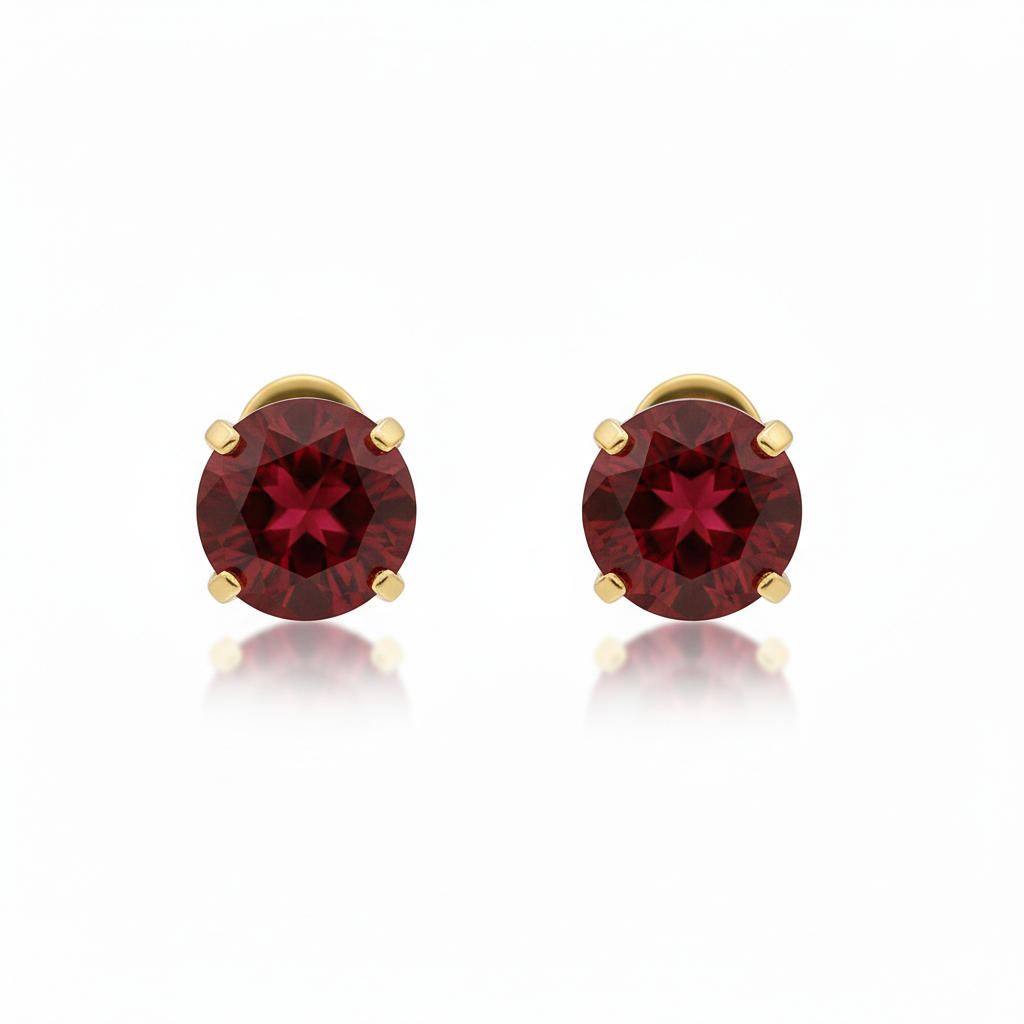 Ruby Round Earrings | Gold