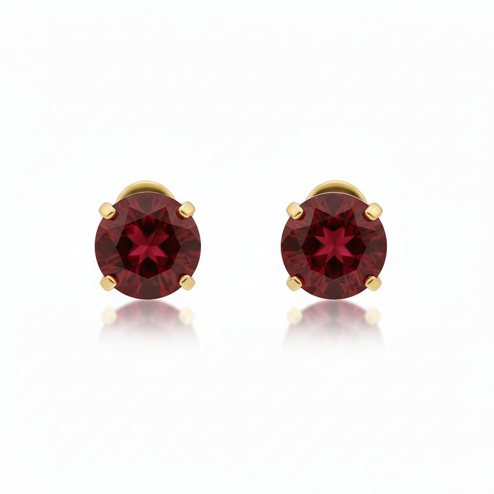 Ruby Round Earrings | Gold