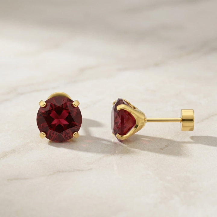 Ruby Round Earrings | Gold