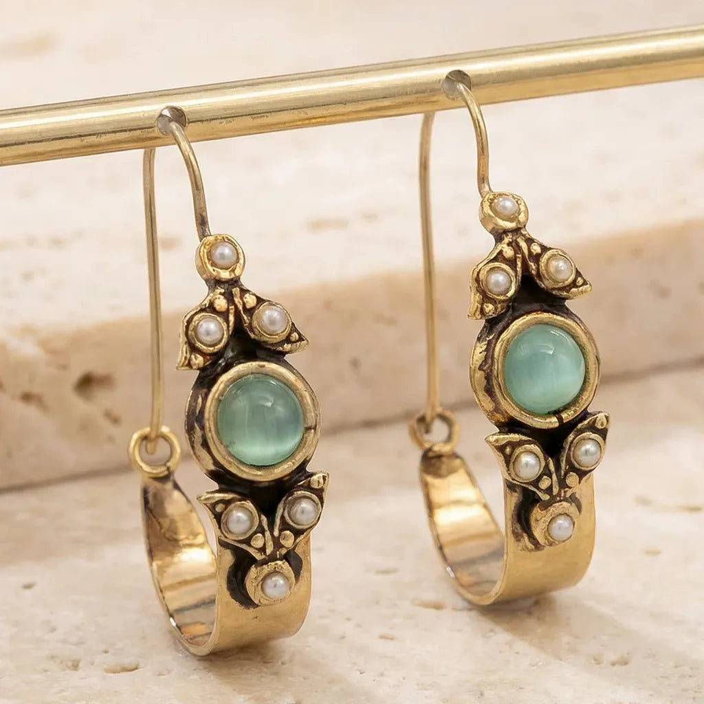 Earrings in Ethno-Retro Style with Pendant