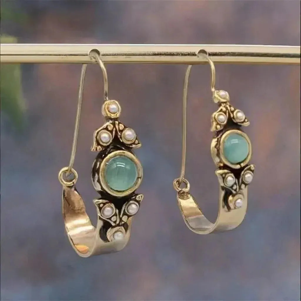 Earrings in Ethno-Retro Style with Pendant