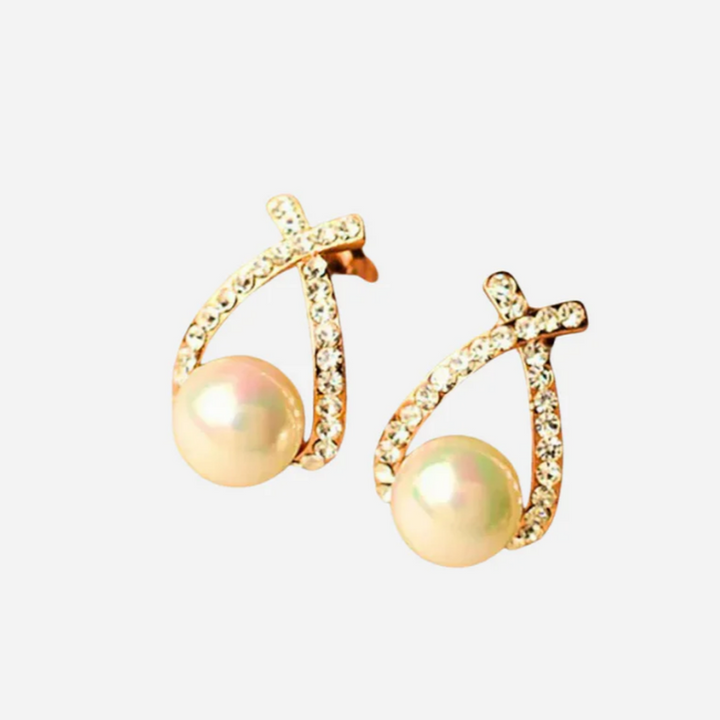 Earrings with Pearls and Braided Crystals