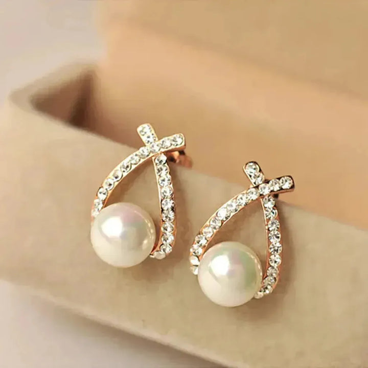 Earrings with Pearls and Braided Crystals