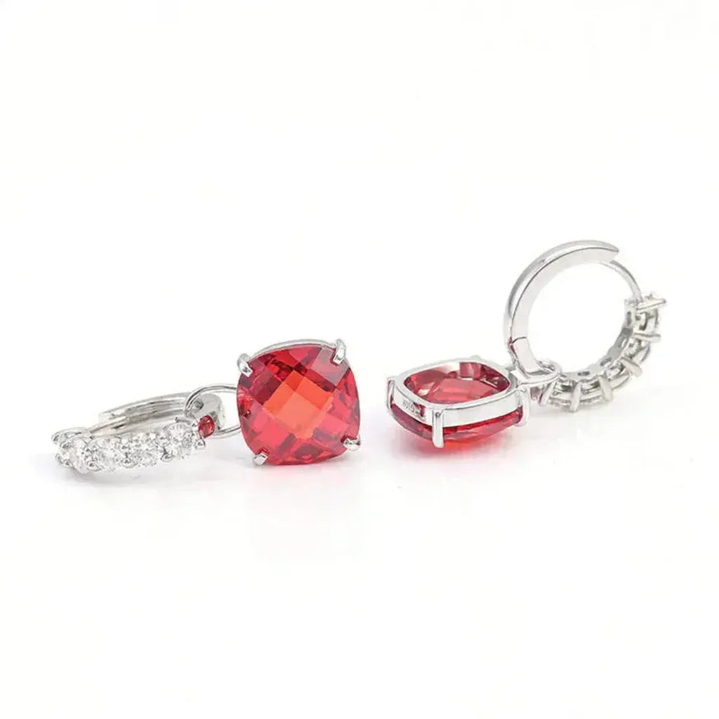 Earrings with Ruby and Diamond