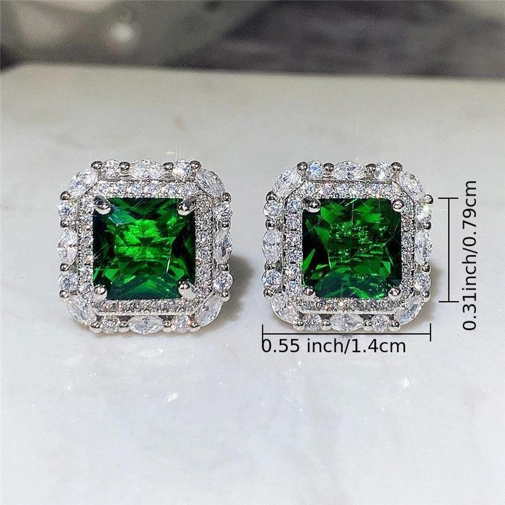 Earrings with Emerald and Crystal Accents