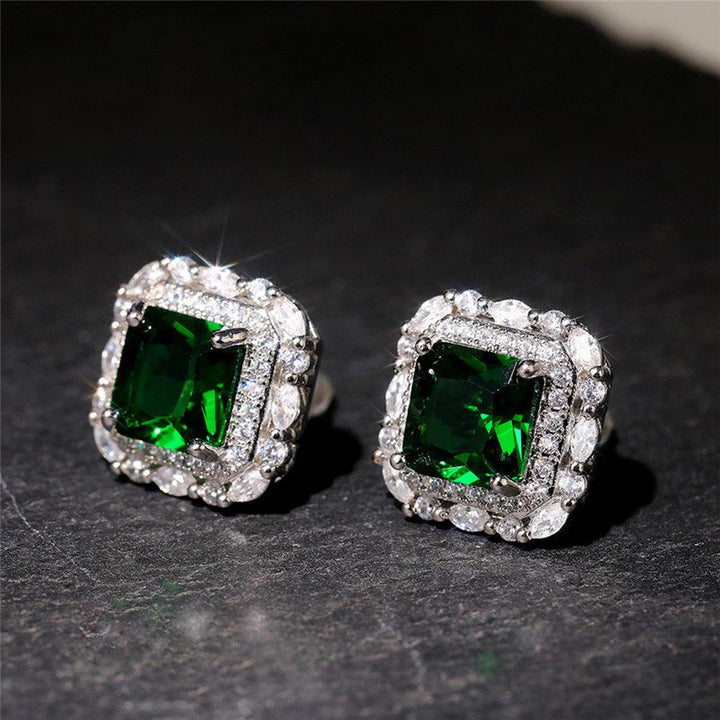 Earrings with Emerald and Crystal Accents