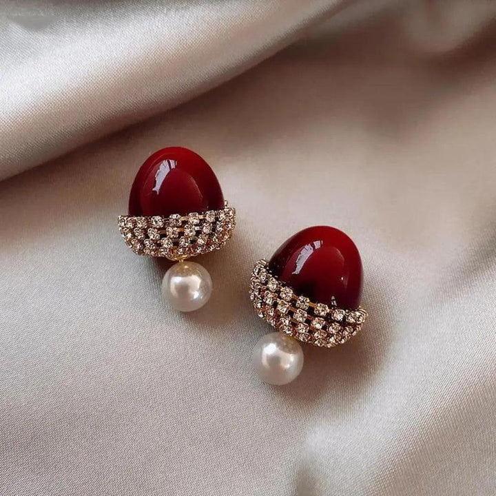 Earrings with Red Beads