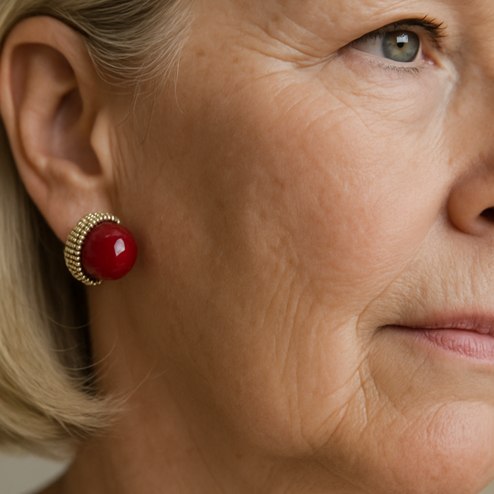 Earrings with Red Beads