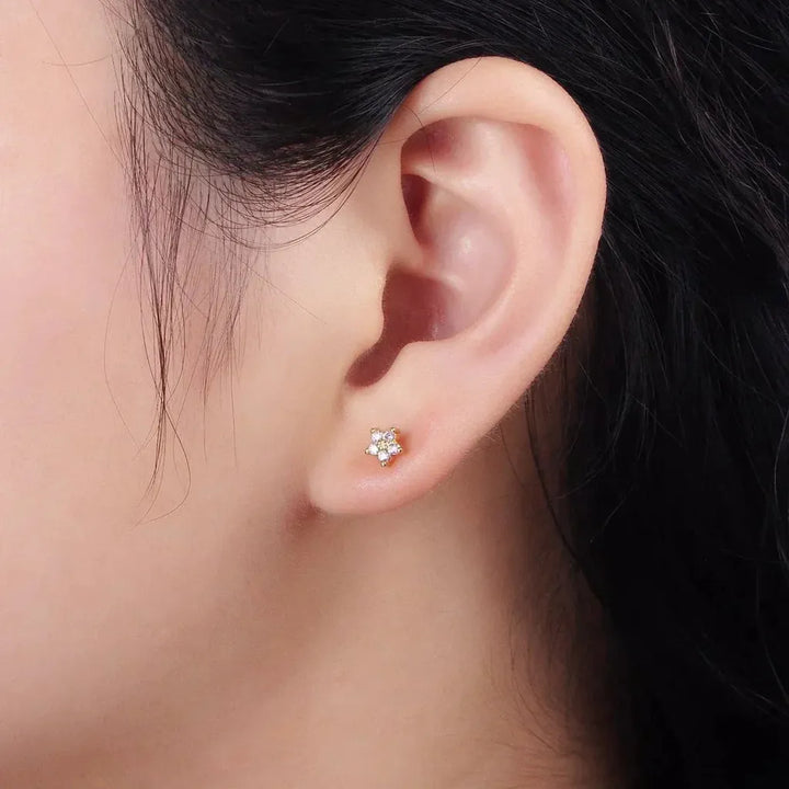 Stud Earrings with Delicate Floral Design