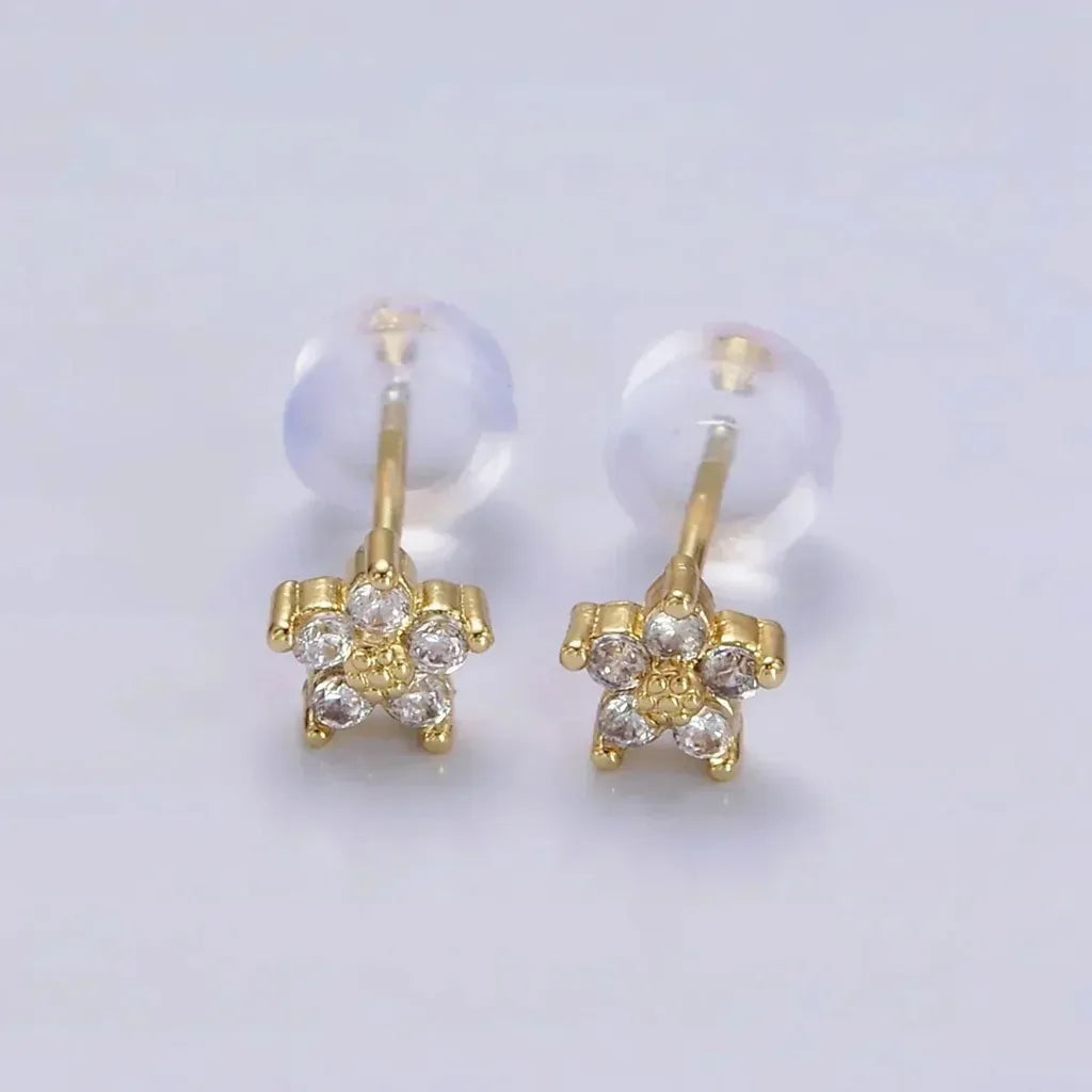 Stud Earrings with Delicate Floral Design