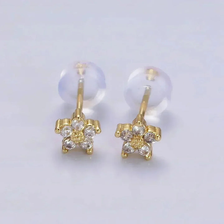 Stud Earrings with Delicate Floral Design