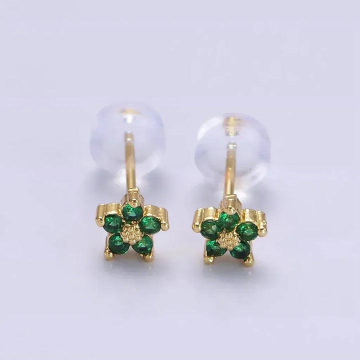 Stud Earrings with Delicate Floral Design