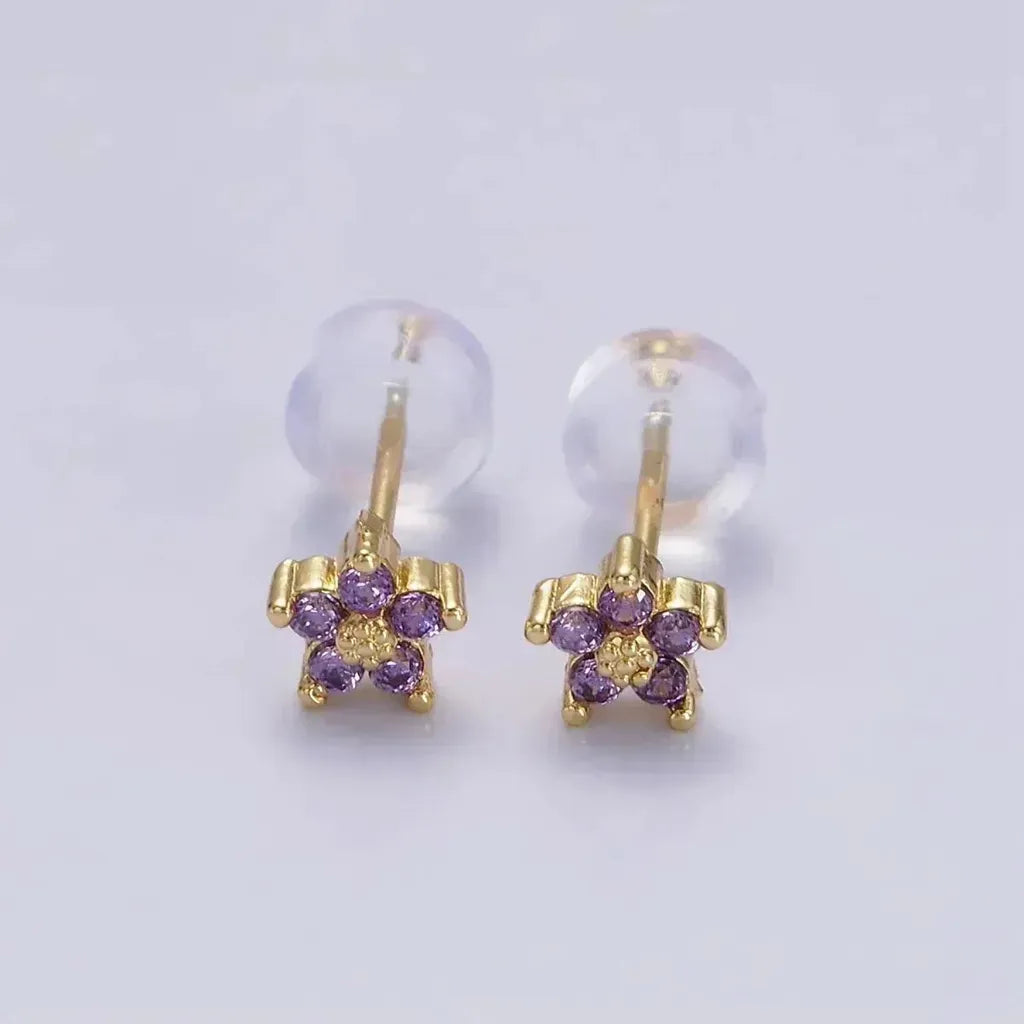Stud Earrings with Delicate Floral Design