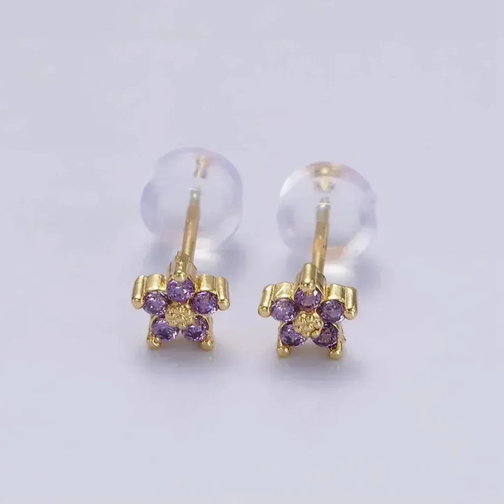Stud Earrings with Delicate Floral Design