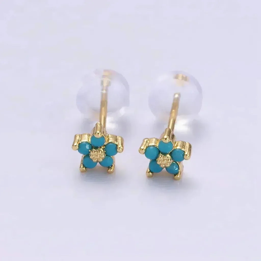 Stud Earrings with Delicate Floral Design