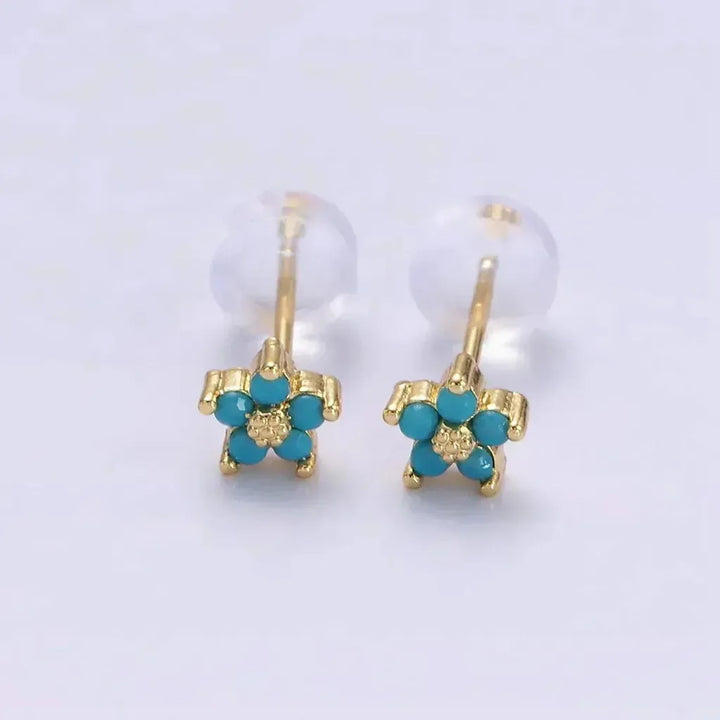 Stud Earrings with Delicate Floral Design