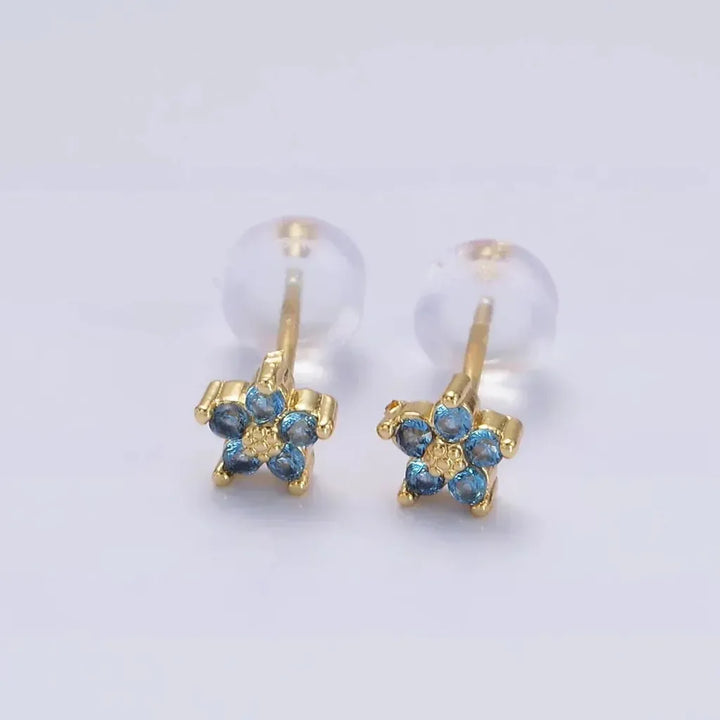 Stud Earrings with Delicate Floral Design
