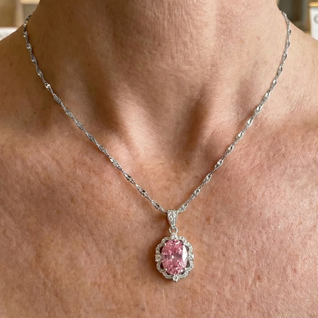 Oval Rose Crown Halo Necklace