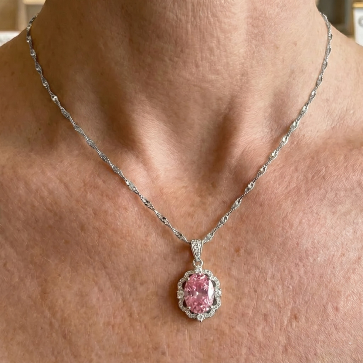 Oval Rose Crown Halo Necklace