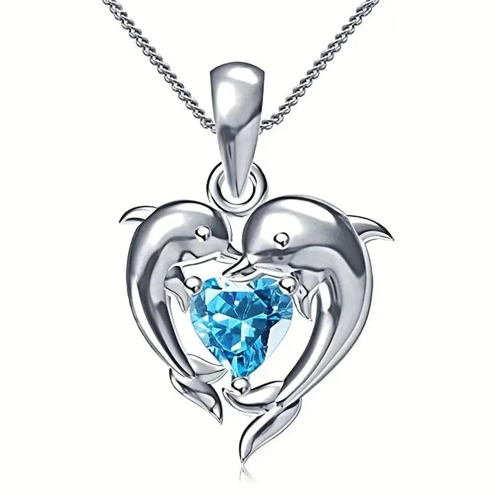 Ocean Heart Twins Necklace | White Gold