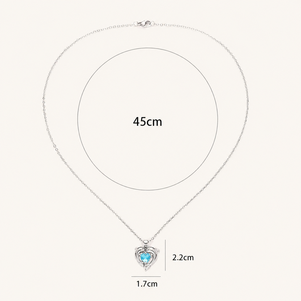 Ocean Heart Twins Necklace | White Gold
