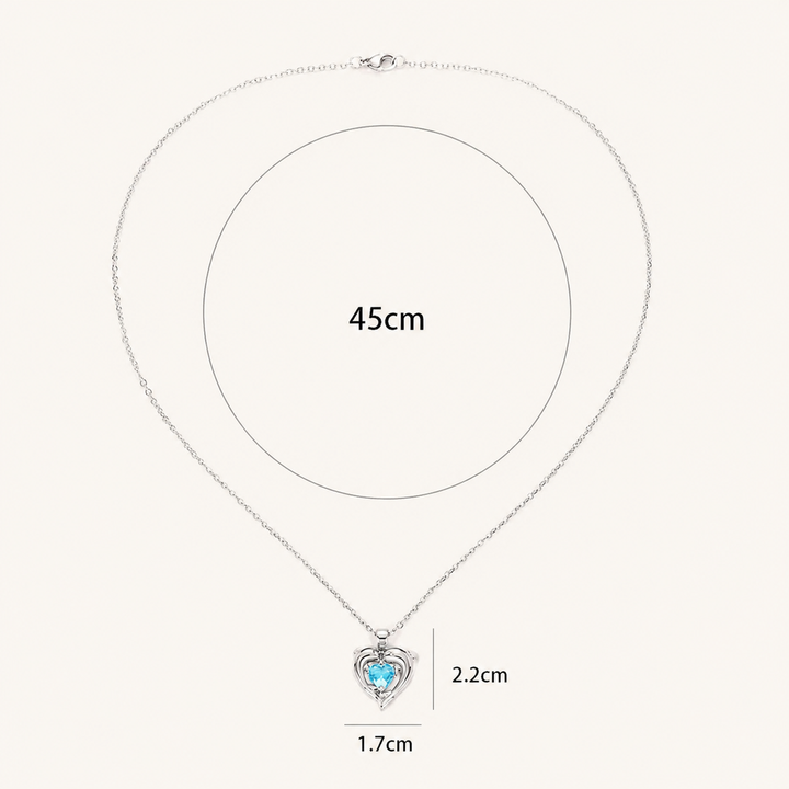 Ocean Heart Twins Necklace | White Gold