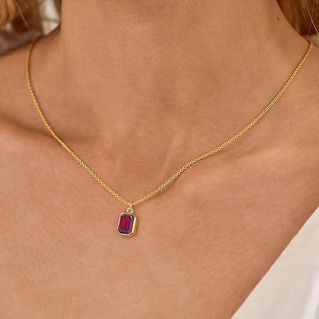 Layered Ruby Necklace with Paperclip | Gold