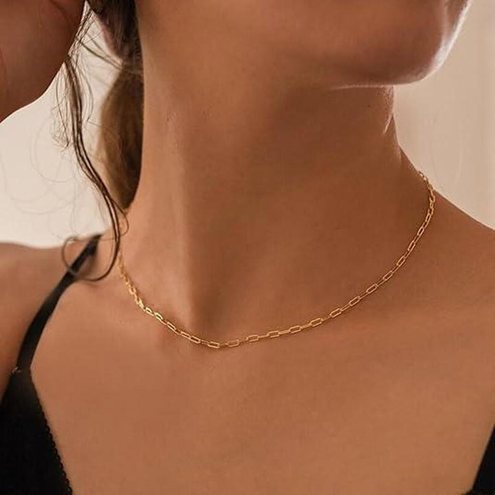 Layered Ruby Necklace with Paperclip | Gold