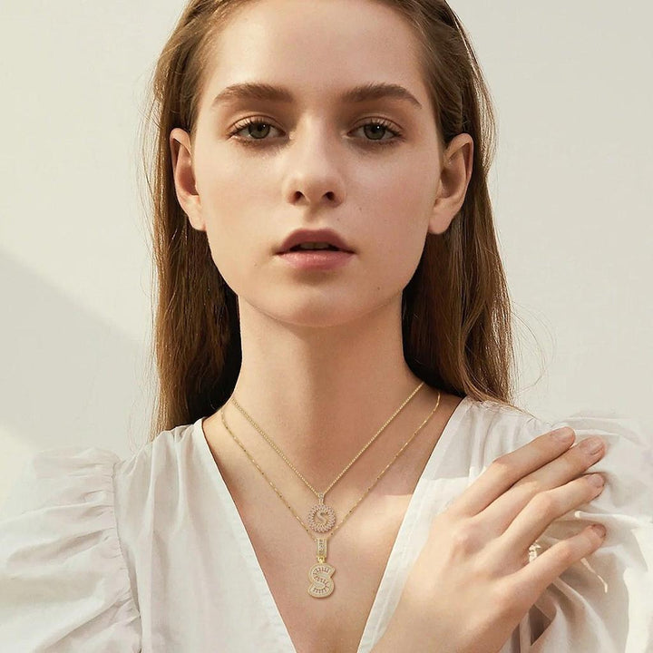 Pavé Letter Initial Necklace Set
