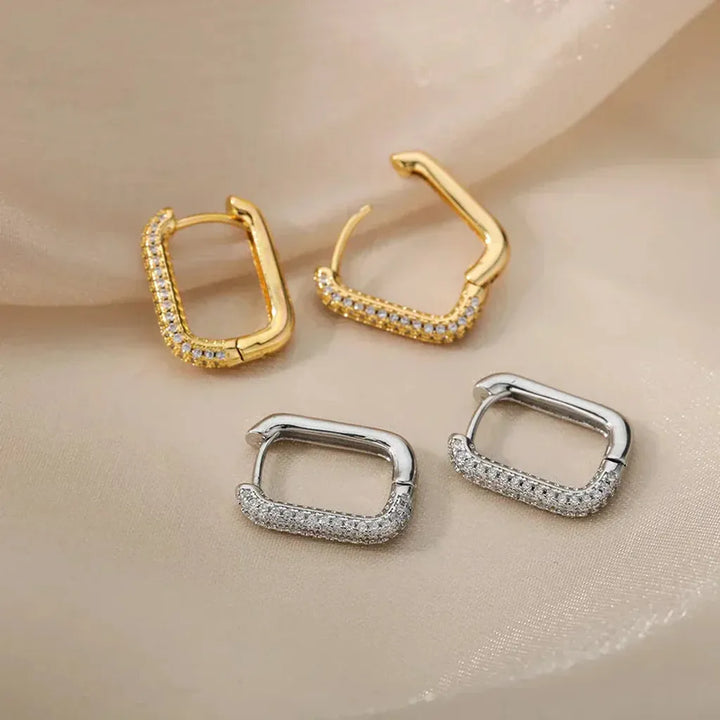 Square and Round Earrings "Valeria"