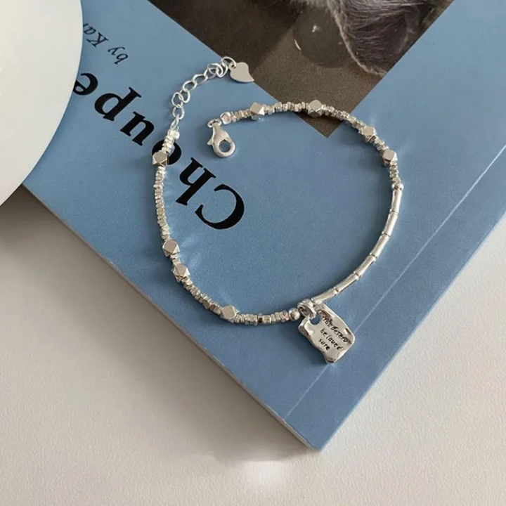Square White Gold Bracelet "Love"