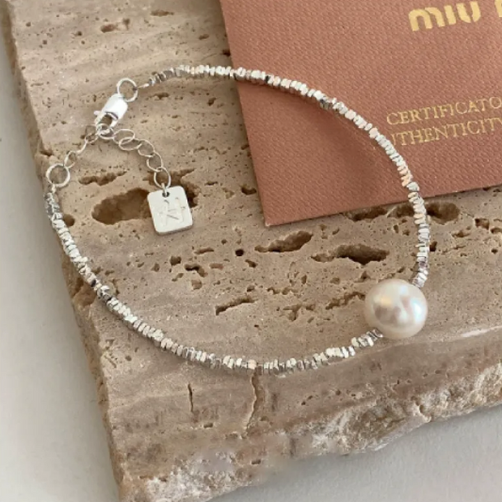 Square White Gold Bracelet "Love"