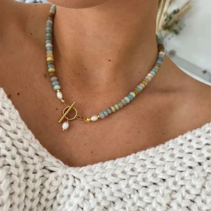 Retro Gold Necklace with Stones