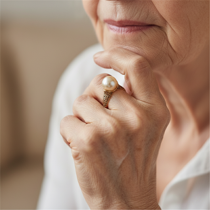 Retro Gold Ring with Pearl