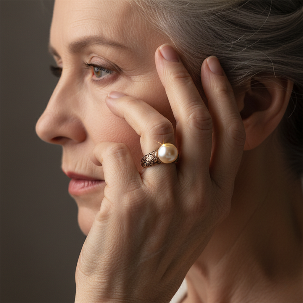 Retro Gold Ring with Pearl