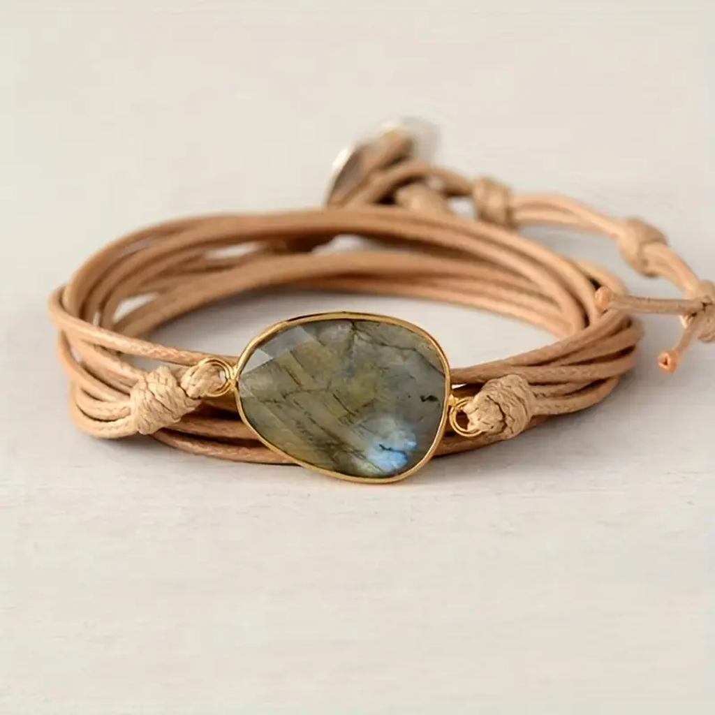 Retro Leather Bracelet with Stones