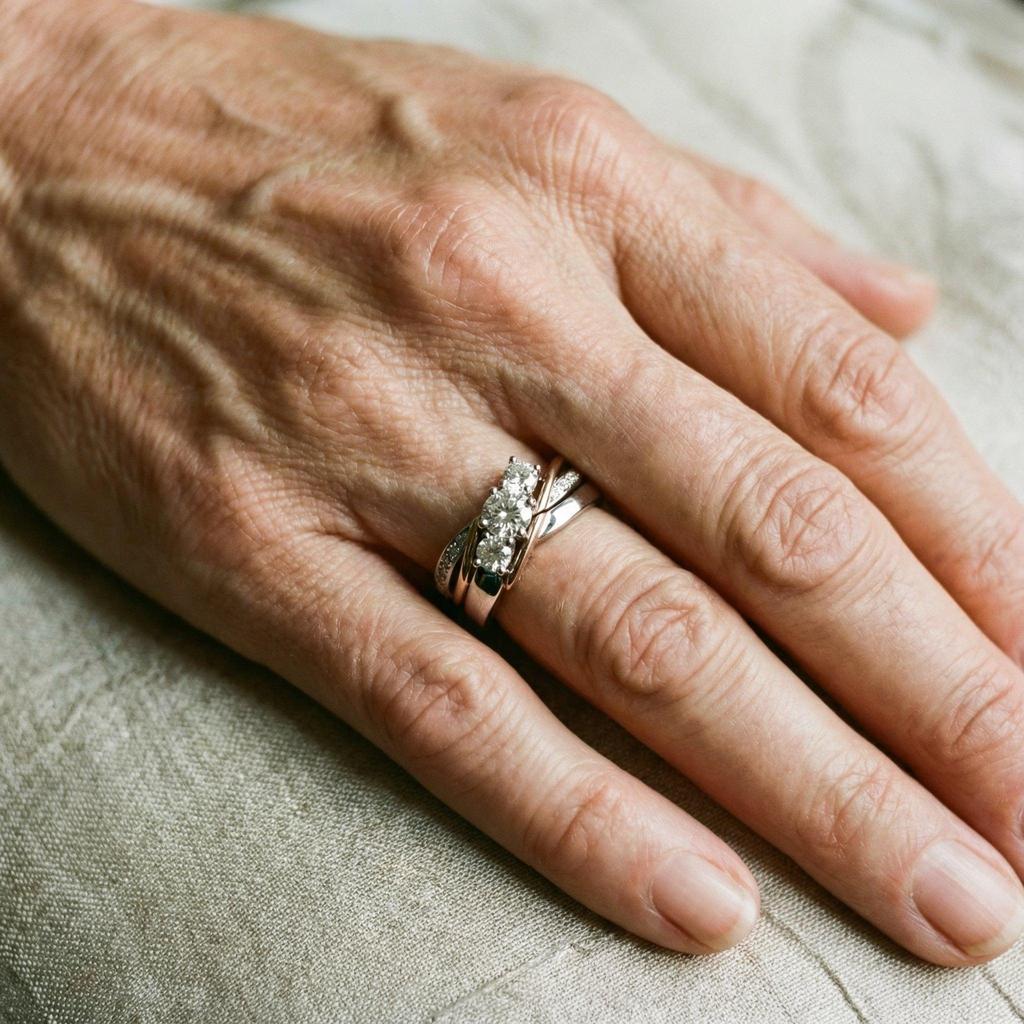 Retro ring in gold and white gold with diamonds