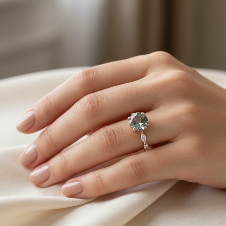 Retro ring in rose gold with sapphire