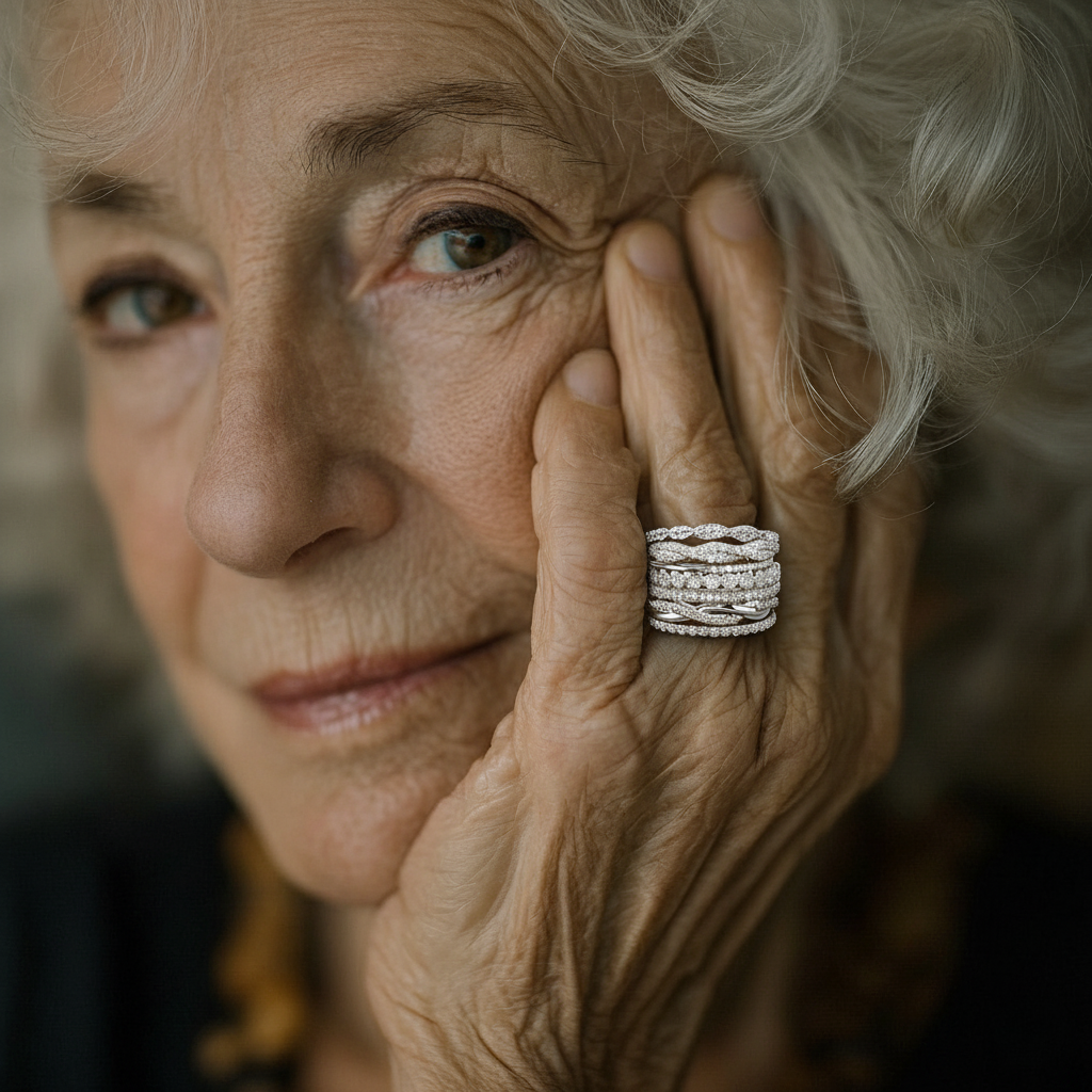 Retro Ring with Multi-Row Diamonds