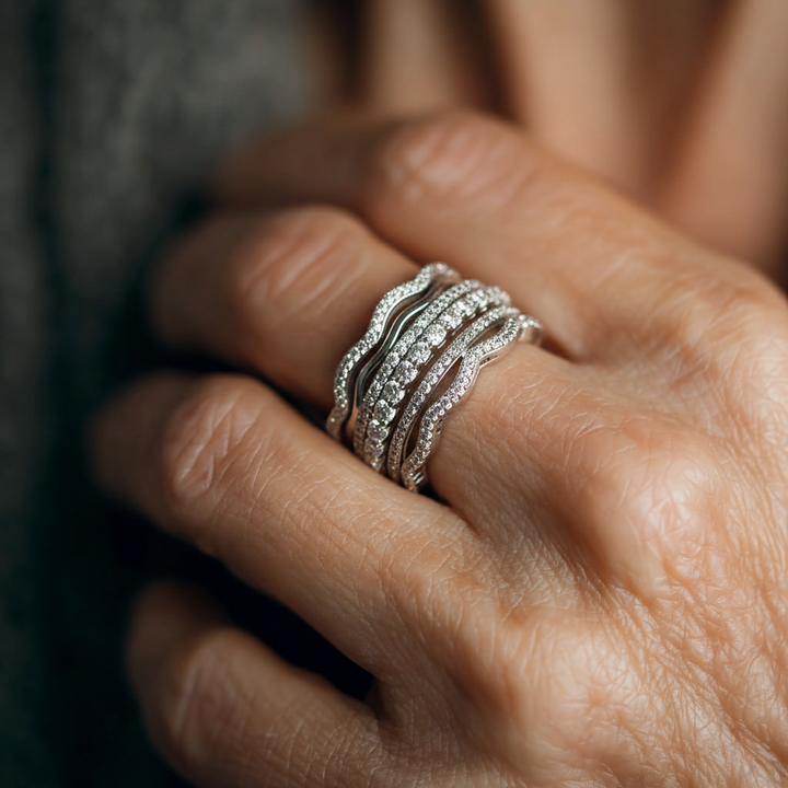 Retro Ring with Multi-Row Diamonds